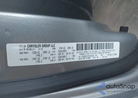 2014 Dodge Grand Caravan R/T z USA, uszkodzony, nr VIN 2C4RDGEG7ER337269